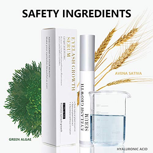 Natural Eyelash Growth Serum Enhancer Brow & Lash Enhancing Formula & Rapid Brow Growing Treatment for Longer, Thicker Eyelashes and Eyebrows 5ML