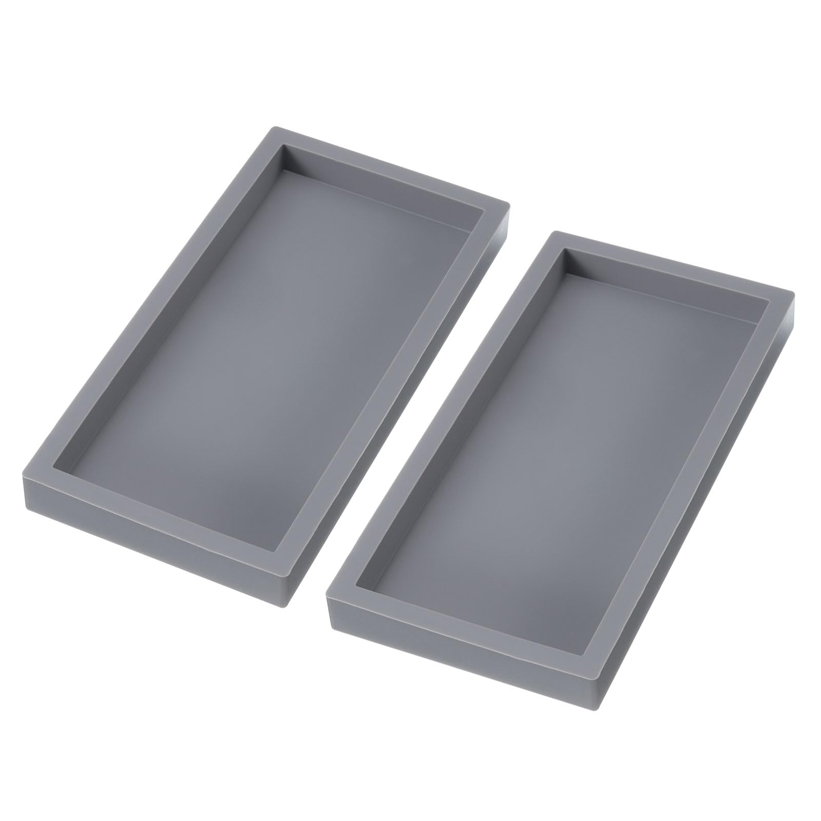 PATIKIL Silicone Bathroom Tray, 2 Pcs 8" x 4" Soap Dispenser Tray Jewelry Organizer Dish for Restroom, Dresser, Counter, for Jewelry, Coin, Key, Grey