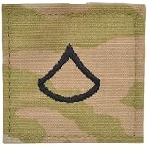 Private First Class (E-3) OCP 3 Color US Army Regulation 2x2 Ranks with Hook for wear on OCP Uniforms for Center Chest Placement.