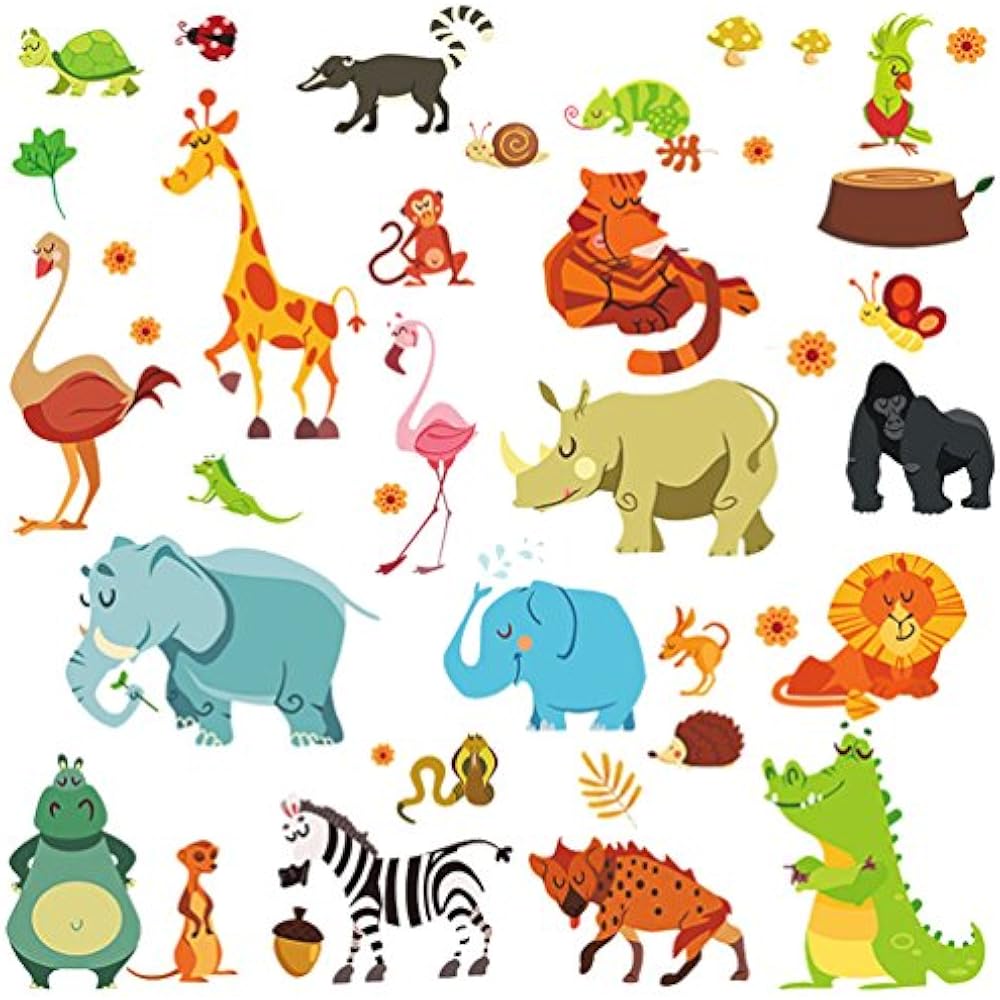 Jungle Animal Wall Decal Pack Of Colorful Stickers Baby Nursery
