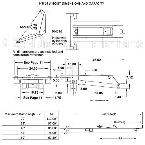 8 Ton (16,000 lb) Dump Trailer Hydraulic Scissor Hoist Kit | PH516 | Perfect for Dump Bed Trailers (Standard) - Image 3