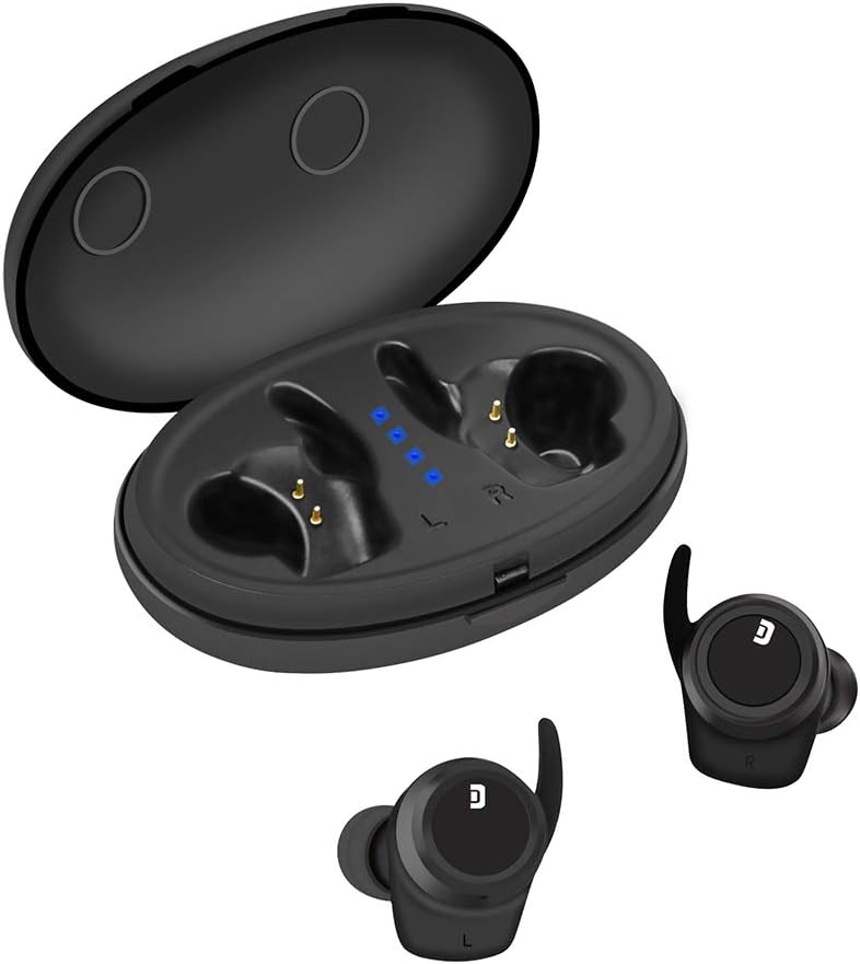 True Wireless Earbuds [8 Hours Playtime Per Full Charge], JENTXON Bluetooth 5.0 In Ear Mini Dual Headphones Stereo Noise Cancelling Headsets IPX5 Waterproof Sports Earphones with Mic and Charging Case