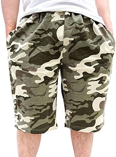 Barcedos Men's Camouflage Shorts Casual Active Sweatpants Camo (X-Large, Beige)