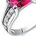 PEORA Created Ruby Cathedral Solitaire Ring for Women 925 Sterling Silver, 2.50 Carats Round Shape 8mm, Size 7