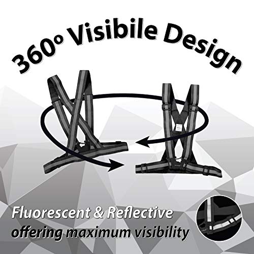 SAFE HANDLER Reflective Fluorescent Belt |360 Âº Fluorescent Visibility, Lightweight, Reusable, Adjustable, Easy to Wear (Black 2 PACK)
