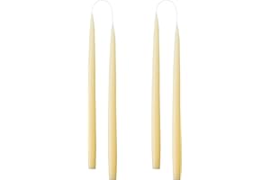 Kunstindustrien® Ivory Taper Candles – Set of 4, 13.8" – Made in Denmark, Long Burning Candles 15h, Unscented & Smokeless Candlesticks – Elegant Tall Candles for Weddings, Dinners & Home Decor (Ivory)