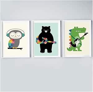 Empty Dibujos Animados Búho Cocodrilo Oso Cartel Lienzo Pintura