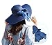 Yshare Women Big Bowknot Straw Sun Hat Floppy Foldable Roll up UV Protection 50+ Beach Cap (Color-1)