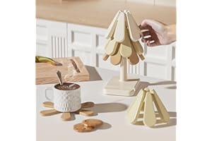 Silicone Trivet Pads Set Heat Resistant Non-Slip Foldable Christmas Tree Shaped Mats for Table Protection Drinks Plates Pots 