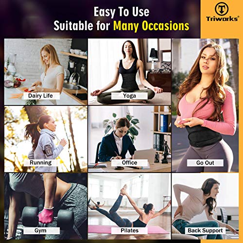 TRIWORKS Waist Trimmer-Shaper Body Slimming Waist Band-Sweat Waist Cincher Trainer Belt for Women-Girdles Workout Belt (Black, Waist size 30\