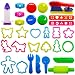 FRIMOONY Dough Tools for Kids, Various Rolling Pin, Plastic Extruder, Cutter for Party, 31pcs