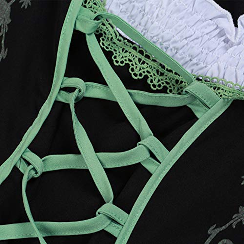 Women Oktoberfest Costume Girl Bavarian German Dirndl Maiden Dress Carnival Halloween Cosplay Party Waitress Clothes (L, Green)