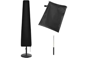 Epicover 600D 7-11Ft Patio Unbrella Cover Kit, Marine Grade Waterproof Outdoor Cover w/ Open Rod & Storage Bag, Black Parasol Cover Unbrella Cover Patio Cover