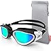Zionor Swimming Goggles, G1 Polarized Swim Goggles UV Protection Watertight Anti-Fog Adjustable Strap Comfort fit for Unisex Adult Men and Women (Polarized Gold Lens White Frame) primary