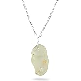 CRYSTALINES Natural Raw Gemstones Dainty Pendant, Assorted Rough Stones Necklace, Handmade Boho Hypoallergenic Jewelry for Women, Healing Crystals, Silver Adjustable Chain-16+2inch