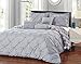 Unique Home 8-Piece Lucilla Pinch Pleat Comforter Set - Fade Resistant, Wrinkle Free, No Ironing Necessary, Super Soft - Queen, Grey