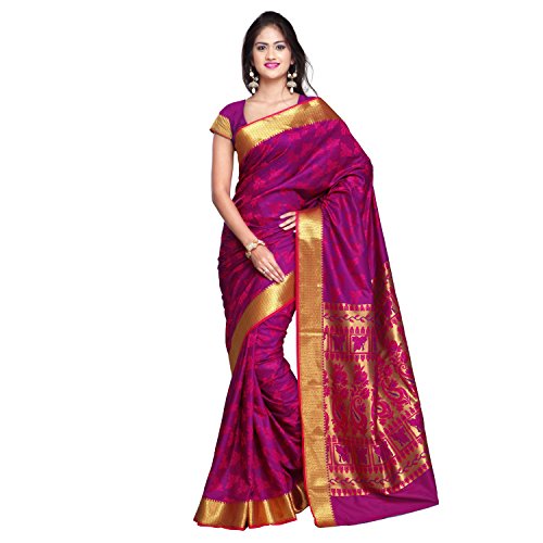 Janasya Women'S Purple Kanjivaram Art Silk Saree