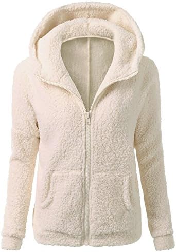 LAMEZI Lanisen Womens Furry Long Sleeve Zip Pocket Hooded Sweatshirt Hoodie Coat 6-14