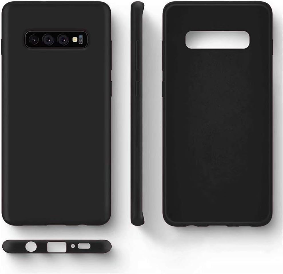 NiaCoCo Compatible with Samsung Galaxy S10 Plus Case Ultra Thin Shockproof Liquid Silicone Phone Case Soft Gel Rubber Microfiber Stripe Protector Case (Black) - Image 3