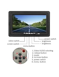 Camecho   Sistema de cámara de seguridad para vehículos, 12 V CC, 24 V, 2 cámaras de visión trasera, soporte de visión nocturna, pozo de agua, monitor de 7 pulgadas con cables AV dobles de 35.8 in, cable duro para autobuses, camiones, furgonetas, remolque
