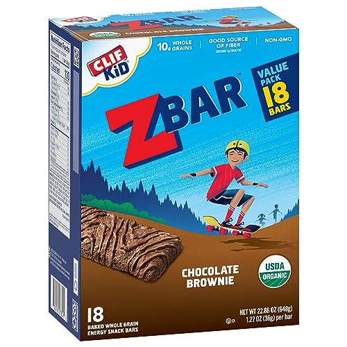 CLIF KID ZBAR – CHOCOLATE BROWNIE – SOFT BAKED WHOLE GRAIN SNACK BARS – USDA ORGANIC – NON-GMO – PLANT-BASED – 1.27 OZ. (18 PACK)