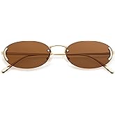 SOJOS Trendy Oval Rimless Sunglasses for Women Retro Y2k Sunnies with Rhinestones SJ1227