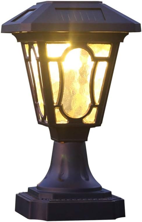 LifeX Brown Solar Lawn Post Lights Outdoor LED Yellow Light Wall Light Waterproof Garden with Grass Shade Exterior Outdoor Lawn Lighting Villa Street Pillar Lamp City Column Lamp Fixture