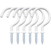 yuntop 12 Pack Vinyl Coated Ceiling Hooks,Screw-in Mug Hooks | Multi-Function Wall Hooks Kitchen Hooks Cup Hooks for Indoors Outdoors (White, 1-1/4 Inch)