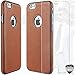 DICHEER Compatible iPhone 6 Case,iPhone 6s Case with Glass Screen Protector,Luxury Matte Brown Leather for Men,Dual Layer Hybrid Defender Soft TPU Bumper Best Protective Cover Classy Case Brown