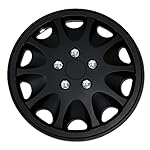 TuningPros WSC-028AB15 Hubcaps Wheel Skin Cover 15-Inches Matte Black Set of 4