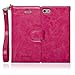 Navor Flip Wallet Book Case [Removable Wrist Strap] [Kickstand] for iPhone 5 / 5S / SE - Hot Pink (IP5OHP)