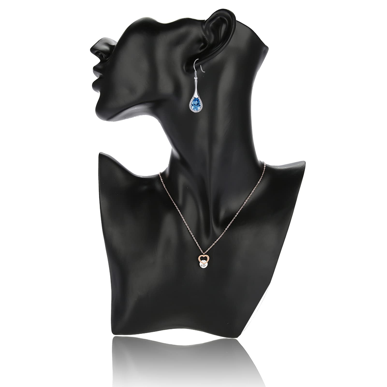 Jewelry Display Stand, Boutique Necklace Jewelry Display Bust, Jewellery Model Organizer, Jewelry Display Retail Necklace Mannequin Stand for Necklace Earring Choker Pendant Locket (Black)