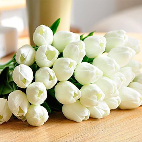 Artificial Flowers 10pcs Real Touch Artificial PU Tulip Bouquet Flowers Latex Flowers Plants for Decor