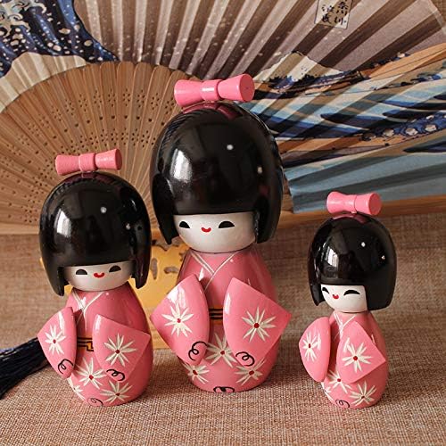 Amazon Com Juego De 3 Piezas De Kokeshi De Madera Con Diseno De Muneca Japonesa Para Decoracion De Casa Y Oficina Toys Games