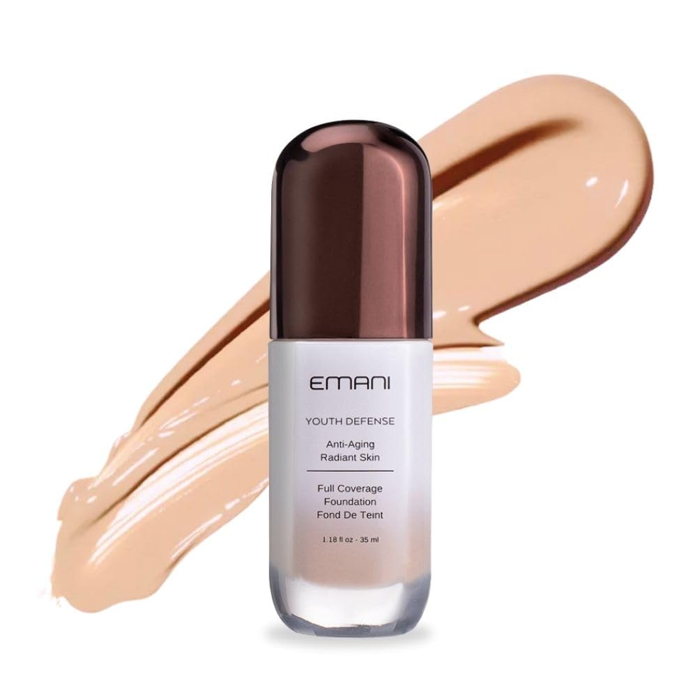 Emani 12 Hr Hydrawear Liquid Foundation (1012 Light Medium, Golden Amber) - vegan, natural, high performance cosmetics suitable for sensitive skin