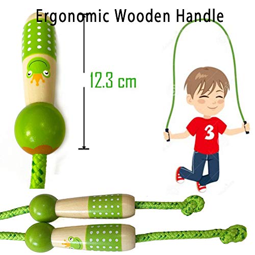 Egosky Jump Rope Kids, Children Adjustable Cotton Skipping Rope with Wooden Handle for Boys and Girls Fitness Training/Exercise/Outdoor Activity Fun Toy(7.2ft)