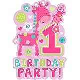 Amscan One Wild Girl 1st Birthday Die-Cut Postcard Invitations, 6