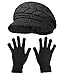 HINDAWI Winter Hat Gloves for Women Knit Snow Ski Outdoor Caps Touch Screen Mittens (Black)