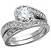 NYCJewelrydesign 3 Pieces Men's and Women's, His & Hers, 925 Genuine Solid Sterling Silver & 8MM Titanium Band with Rope Twist Engagement Matching Wedding Ring Set