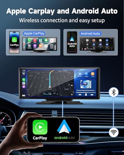 11.5" Wireless CarPlay Screen for Car–Portable A-pple Carplay & Android Auto Touchscreen Car Stereo with App Control, 4K Dash Cam, Backup Camera, GPS, Mirror Link, Voice Control,for All Vehicles
