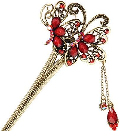 Retro Peacock Butterfly Flowers Metal Crystal Rhinestone Pearls Hair pin Dangle Artificial Diamond Colorful HairPin for Women Bridal Wedding Party Gifts