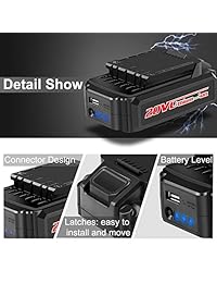 Batería recargable de iones de litio de 20 V máx. 1500 mAh con indicador de capacidad en tiempo real y salida USB, solo compatible con herramientas inalámbricas Masterworks de 20 V