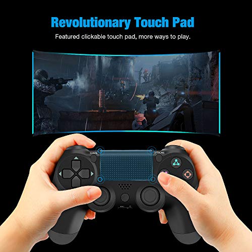 Y-Team Wireless Controller for PS4 Video Game Gamepad Controller with Motors Touchpad Joystick Audio Indicator and USB Cable for Playstation 4/Pro/Slim（Black）