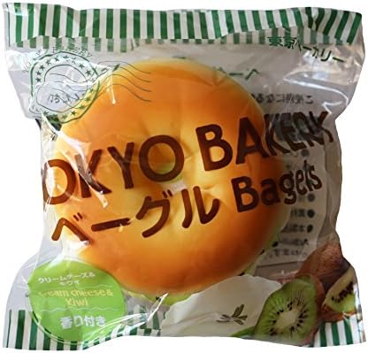 Tokyo Bakery Newest Release Super Soft Large Slow Rising Bagel Bun Collection Squishy Kiwi and Cream Cheese Delicious Sweet Aroma