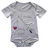 Baby Boys Girls Summer Short Sleeve I hooked Daddy’s heart Print Bodysuit