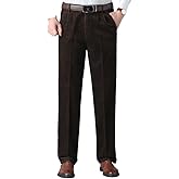 Men's Classic Fit Corduroy Dress Pants, High Waist Pleated
