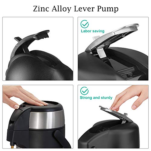 101 Oz Airpot Thermal Carafes, Stainless Steel Vacuum Pressure Insulated Coffee Dispenser with Pump, Thermos for Coffee Beverage Water, Heat and Cold Retention (3L) - Thumbnail 4