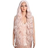 Style Icon 36" Lace Front Wigs Super Long Loose Wave Wig With Baby Hair 130% Density Synthetic Wig (36 Inch, PINK27)