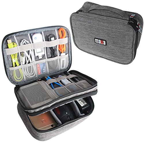 UPC 602045350999, BUBM Electronic Organizer, Double Layer Travel Gadget Carry Bag for Cables, Plugs, Earphone, Flash Hard Drive and More--a Sleeve Pouch for iPad Mini(Medium, Denim Gray)