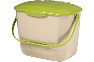Nova Products Kitchen Compost Bin for Food Waste – 2 Gallon (8L) Countertop Compost Container, Odor-Reducing Lid with Filter, Leak-Proof, Durable & Easy to Clean – Beige/Avocado